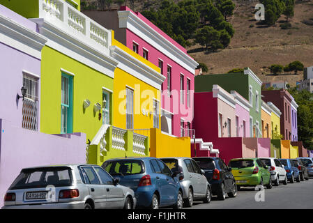 Bunte Häuser von Cape Malay Bo-Kaap Viertel, Waal Street, Cape Town, Western Cape Province, Südafrika Stockfoto
