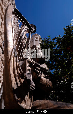 Geformte Figur des Königs David am Eingang zum Grab von König David in Mout Zion alte Stadt Ost-Jerusalem Israel Stockfoto