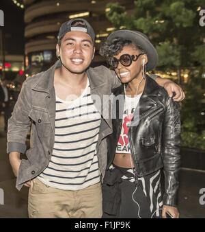 Janelle Monae und Omar Alhindi Hotel Sofitel für die InfoList.com mit Pre-ComicCon Party: Janelle Monae, Omar Alhindi wo: Los Angeles, California, Vereinigte Staaten von Amerika als: 3. Juli 2015 Stockfoto