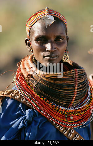 Porträt oder Rendille Tribeswoman Kenia, Afrika Stockfoto