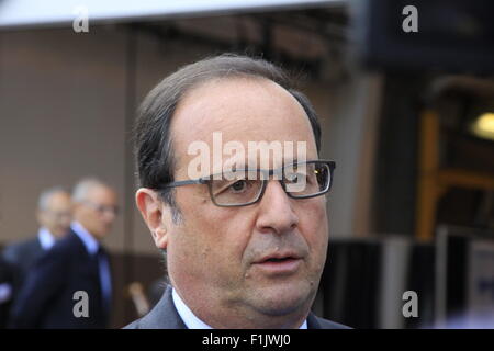 Presidential besuchen von Francois Hollande, der Firma Air Liquide Advanced Technologies, in der Nähe von Grenoble, Isere, Frankreich. Stockfoto