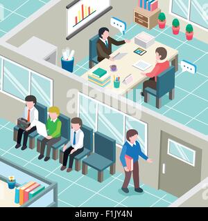 Job Interview Konzept in flach 3d isometrische Grafik Stock Vektor
