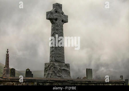 Flora MacDonald das Grab bei Kilmuir Friedhof auf der Isle Of Skye, Schottland im Nebel Stockfoto