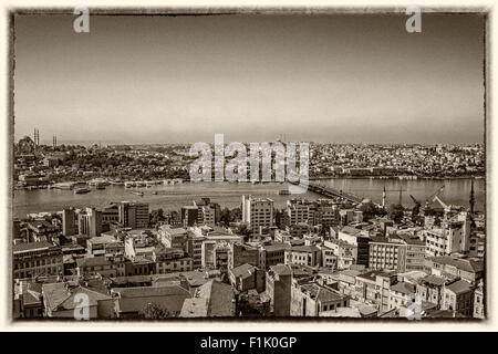 Sehen Sie sich auf der europäischen und asiatischen Seite von Istanbul in der Türkei Stockfoto
