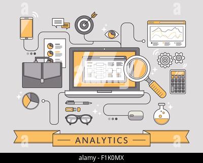 Analytics Datenkonzept in dünne Linienstil Stock Vektor