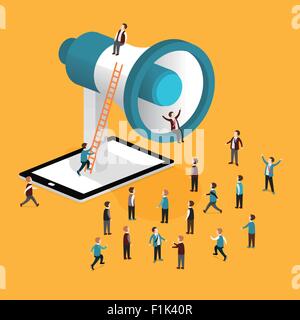 flache isometrische 3D-Design von Werbeaktionen Medienkonzept Stock Vektor