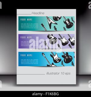 Drei Gitarren Banner Hintergründe Stock Vektor