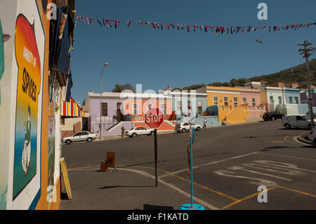 Bo Kaap Cafe (und bunten malaysischen Häusern) Kapstadt, Western Cape, Südafrika Stockfoto