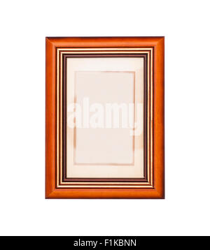 Holz Bilderrahmen isoliert auf weißem Hintergrund Stockfoto
