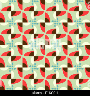 Nahtlose Muster Motiv Hintergrund abstrahieren. Bunte Geometrien in Tönungen blaugrün, rot und braun Zusammensetzung Stockfoto