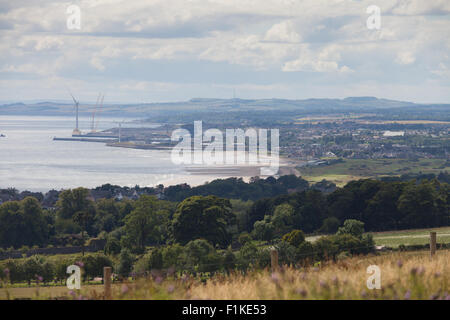 Blick auf die Stadt Leven in Fife Schottland vom Largo Gesetz. Stockfoto