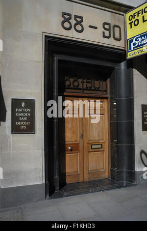 Hatton Garden Safe Deposit Ltd Eintritt, London, England Stockfoto