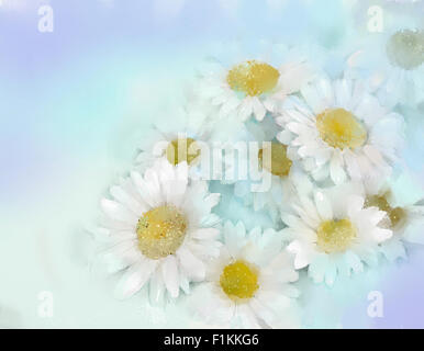 Ölgemälde weiße Gerbera Blume. Frühling Blumen Natur Hintergrund Stockfoto