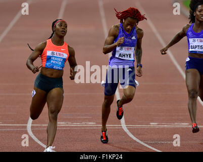 Zürich, Schweiz. 03rd Sep 2015. Shelly-Ann Fraser-Pryce (JAM) gewinnt 100m 2015 IAAF Diamond League-Leichtathletik-Meeting in Zürich Credit: Erik Tham/Alamy Live News Stockfoto