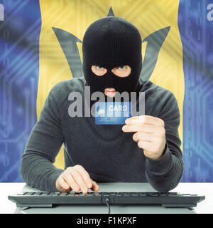 Cybercrime-Konzept mit Flagge auf Hintergrund - Barbados Stockfoto