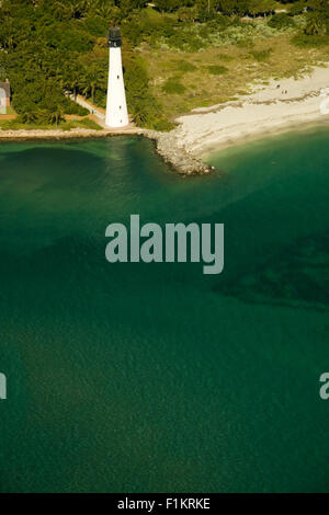 Luftaufnahme von Cape Florida Lighthouse, Key Biscayne, Miami, Florida. Stockfoto