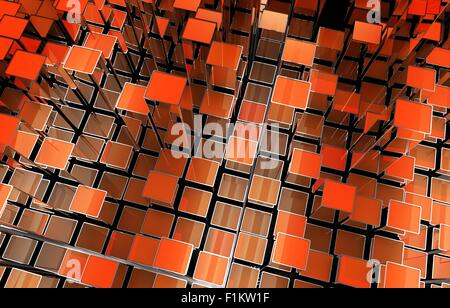 Red Bars abstrakten Hintergrund 3D Illustration wächst. Glänzende Bars Abstraktion. Stockfoto