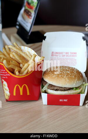 McDonald's Big Mac Burger und Pommes frites Stockfoto