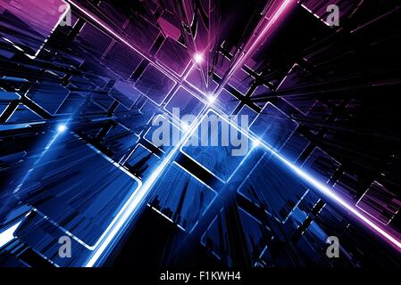 Technologie-Schaltung und glänzend leuchtende Bars abstrakte Technik-Hintergrund. Stockfoto