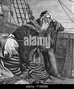 Christoph Kolumbus (1451-1506) war ein italienischer Entdecker und Seefahrer, der vier Reisen über den Atlantischen Ozean absolvierte, gesponsert von den katholischen Königen von Spanien. Anschuldigungen der Tyrannei und Inkompetenz seitens Kolumbus erreichte das Gericht im Jahr 1500 und die Krone ließ ihn als Gouverneur entfernen, verhaftet und in Ketten nach Spanien transportiert. Stockfoto