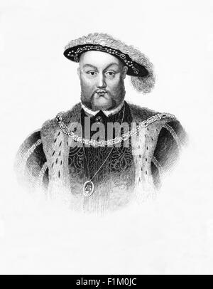 König Henry VIII 1491-1547 die lösten sich von der katholischen Kirche und verkündet sich Kopf der Kirche von England. Auch berühmt für seine sechs Frauen. Stockfoto