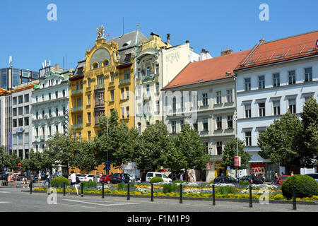 Art Nouvea Gebäude Grand Hotel Europa am Wenzelsplatz im historischen Zentrum von Prag. Stockfoto