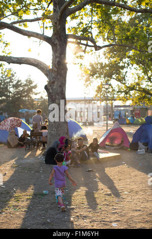 Syrien und die afghanische Flüchtlinge, Migration durch Belgrad, Serbien auf dem Weg nach Europa. September 2015 Stockfoto