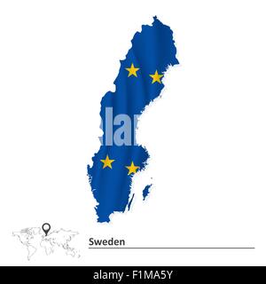 Karte von Schweden mit EU-Flagge - Vektor-illustration Stock Vektor