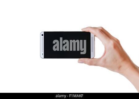 Smartphone mit leeren Bildschirm ausgeschnitten. Stockfoto
