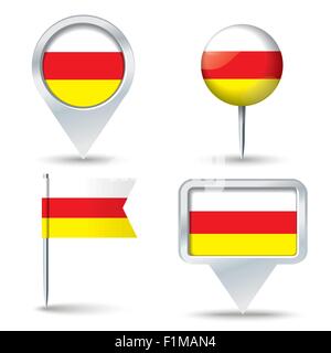 Karte-Pins mit Flagge von Süd-Ossetien - Vektor-illustration Stock Vektor