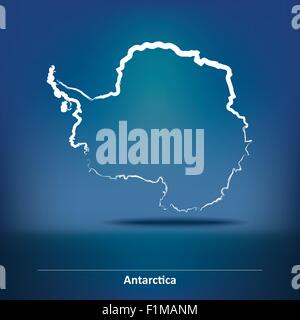 Karte der Antarktis - Vektor-Illustration Doodle Stock Vektor