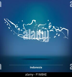 Doodle Landkarte Indonesien - Vektor-illustration Stock Vektor