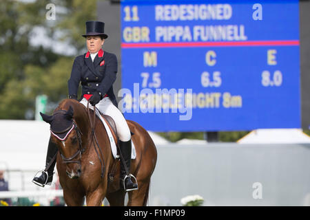 Stamford, Lincs, UK. 3. September 2015. Der Land Rover Burghley Horse Trials 2015 Pippa Funnellon neu Credit: Tim Scrivener/Alamy Live-Nachrichten Stockfoto