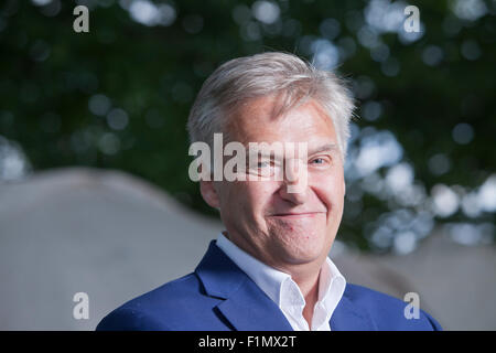 Iain Macwhirter, politischer Kommentator, Journalist und Autor, auf dem Edinburgh International Book Festival 2015. Edinburgh, Schottland. Stockfoto