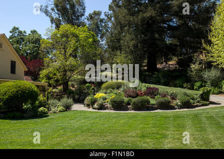 Gartengestaltung im Chiles House in Inglenook Winery in Rutherford im Napa Valley in Napa County in Kalifornien Stockfoto