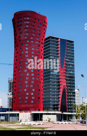 Hotel Porta Fira. Torre Realia Bcn. L'Hospitalet. Stockfoto