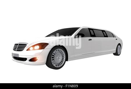 Weiße moderne Limousine, Isolated on White Background. Elegante Limousine Stockfoto