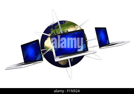 Network Concept Illustration, Isolated on White Background. 3D Render Grafik. Stockfoto