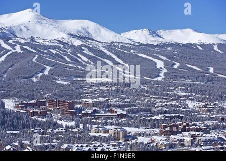 Breckenridge, Colorado Winterpanorama. Schönen klaren sonnigen Tag in Breckenridge, CO, USA. Stockfoto