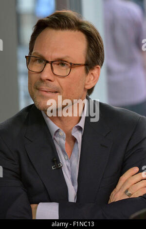 Toronto, Kanada. 4. September 2015. Schauspieler Christian Slater erscheint auf Global TV The Morning Show in Toronto. Bildnachweis: EXImages/Alamy Live-Nachrichten Stockfoto