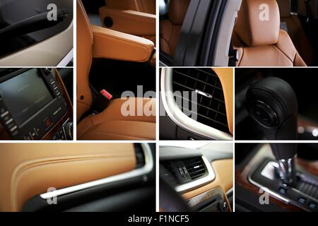 Moderne Auto-Design. Gestaltung modernes Fahrzeug - Auto Details Mosaik. Transport-Foto-Sammlung. Studio-Fotografie. Elemente Stockfoto