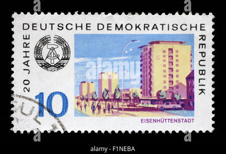 Gedruckt in DDR Stempel zeigt Blick Eisenhuttenstadt, ca. 1969 Stockfoto