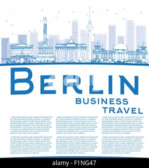 Berliner Skyline mit dem blauen Gebäude und Kopie Raum zu skizzieren. Business Travel-Konzept. Vektor-illustration Stock Vektor