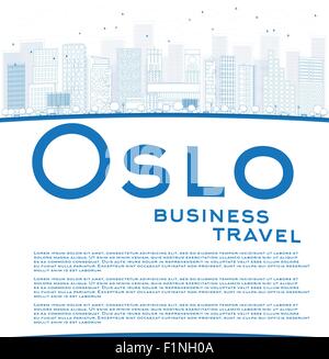 Skizzieren Sie Oslo Skyline mit dem blauen Gebäude und Kopie Raum. Business Travel-Konzept. Vektor-Illustration Stock Vektor