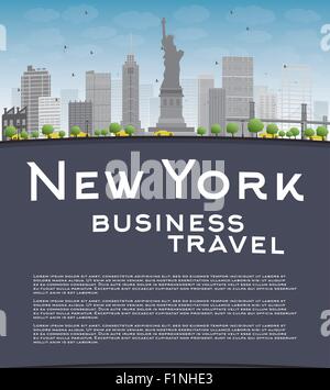 New Yorker Skyline mit dem blauen Himmel, Wolken und Kopie Raum. Business Travel-Konzept. Vektor-illustration Stock Vektor