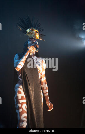 Irland. 4. September 2015. Ehemalige Bond-Bösewicht und Modell stellte sich Musiker Grace Jones erklingt auf der Bühne in Irlands größtes Musikfestival Electric Picnic 2015. Bildnachweis: Darren McLoughlin/Alamy Live-Nachrichten Stockfoto