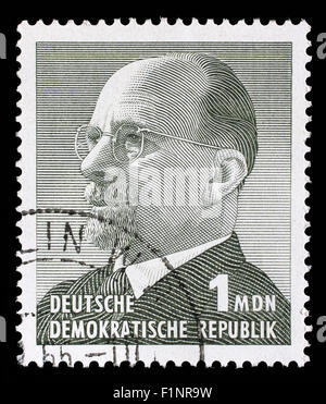 Gedruckt in DDR Stempel zeigt Vorsitzenden Walter Ulbricht, ca. 1961 Stockfoto