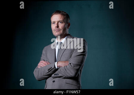 Tom McCarthy, britische Schriftstellerin und Schriftsteller Mann Booker Prize nominiert, an das Edinburgh International Book Festival 2015. Edinburgh. 30. August 2015 Stockfoto