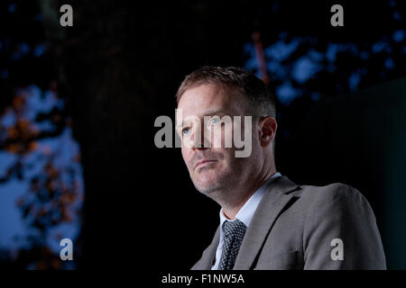 Tom McCarthy, britische Schriftstellerin und Schriftsteller Mann Booker Prize nominiert, an das Edinburgh International Book Festival 2015. Edinburgh. 30. August 2015 Stockfoto