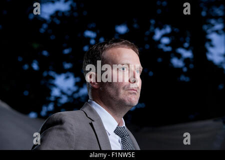 Tom McCarthy, britische Schriftstellerin und Schriftsteller Mann Booker Prize nominiert, an das Edinburgh International Book Festival 2015. Edinburgh. 30. August 2015 Stockfoto